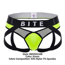 Load image into Gallery viewer, BiteWear BW2023108 Tuxedo Banana Jockstrap Color Green