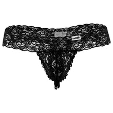 Load image into Gallery viewer, CandyMan 99315X Peek a Boo Lace Thongs Color Black