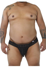 Load image into Gallery viewer, CandyMan 99315X Peek a Boo Lace Thongs Color Black