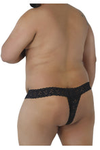 Load image into Gallery viewer, CandyMan 99315X Peek a Boo Lace Thongs Color Black