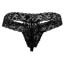 Load image into Gallery viewer, CandyMan 99315X Peek a Boo Lace Thongs Color Black