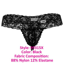 Load image into Gallery viewer, CandyMan 99315X Peek a Boo Lace Thongs Color Black