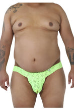 Load image into Gallery viewer, CandyMan 99315X Peek a Boo Lace Thongs Color Hot Green