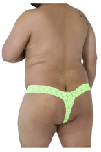 Load image into Gallery viewer, CandyMan 99315X Peek a Boo Lace Thongs Color Hot Green