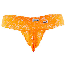 Load image into Gallery viewer, CandyMan 99315X Peek a Boo Lace Thongs Color Hot Orange