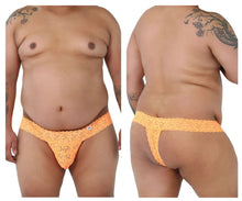 Load image into Gallery viewer, CandyMan 99315X Peek a Boo Lace Thongs Color Hot Orange