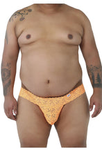 Load image into Gallery viewer, CandyMan 99315X Peek a Boo Lace Thongs Color Hot Orange