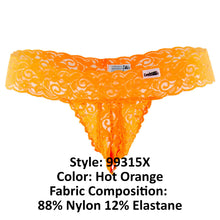 Load image into Gallery viewer, CandyMan 99315X Peek a Boo Lace Thongs Color Hot Orange