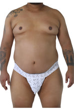 Load image into Gallery viewer, CandyMan 99315X Peek a Boo Lace Thongs Color White