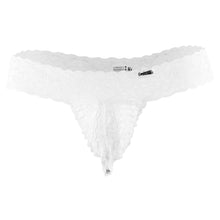 Load image into Gallery viewer, CandyMan 99315X Peek a Boo Lace Thongs Color White