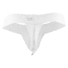 Load image into Gallery viewer, CandyMan 99315X Peek a Boo Lace Thongs Color White