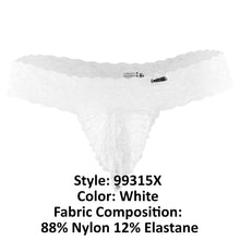 Load image into Gallery viewer, CandyMan 99315X Peek a Boo Lace Thongs Color White