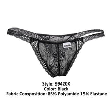 Load image into Gallery viewer, CandyMan 99420X Double Lace Thongs Color Black