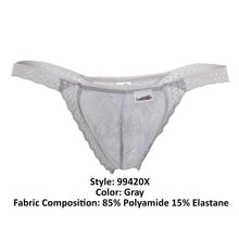 Load image into Gallery viewer, CandyMan 99420X Double Lace Thongs Color Gray