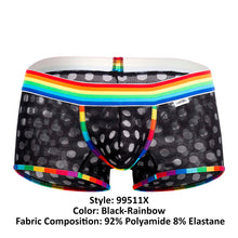 Load image into Gallery viewer, CandyMan 99511X Polka Mesh Trunks Color Black-Rainbow