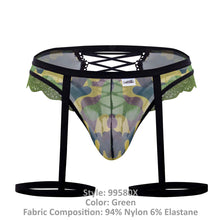 Load image into Gallery viewer, CandyMan 99580X Garter Camo Thongs Color Green