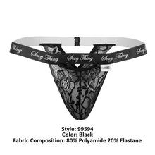 Load image into Gallery viewer, CandyMan 99594 Sexy Thing Lace Thongs Color Black