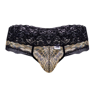 CandyMan 99596 Mesh-Lace Thongs Color Snake Print