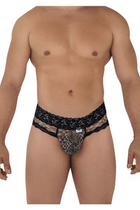 CandyMan 99596 Mesh-Lace Thongs Color Snake Print