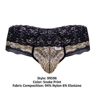 CandyMan 99596 Mesh-Lace Thongs Color Snake Print