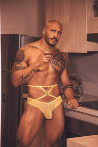 CandyMan 99640 Mesh Thongs Color Yellow