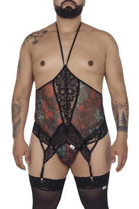 CandyMan 99661X Lace Bodysuit Color Black-Print