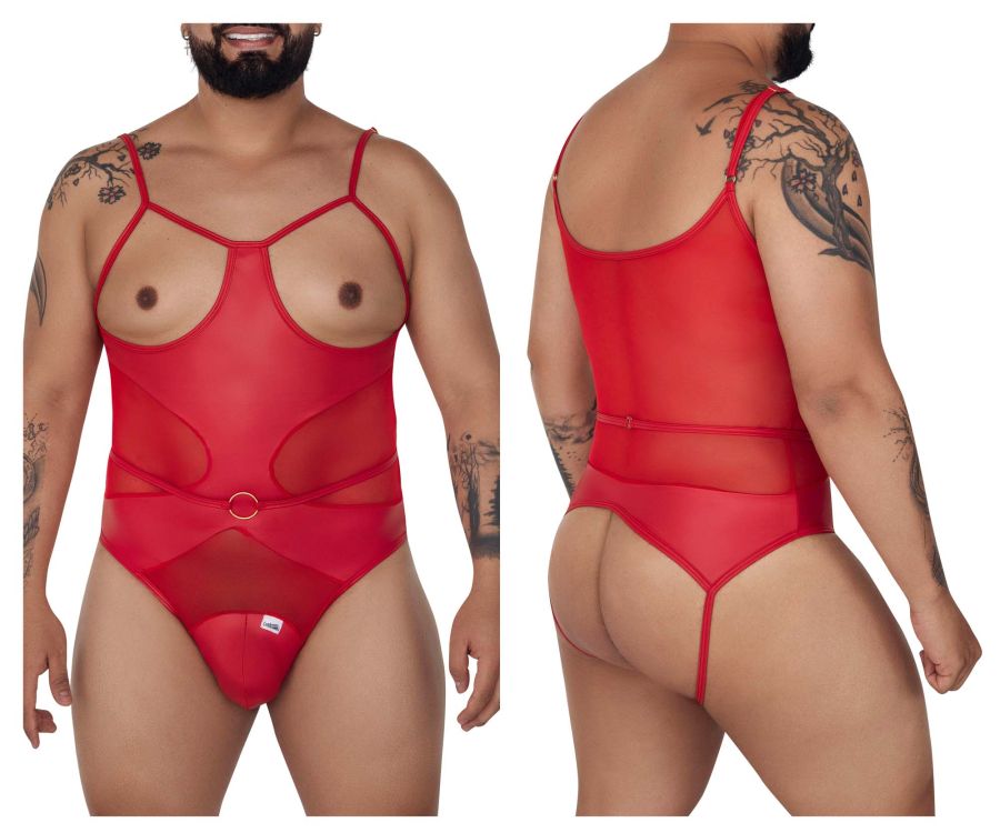 CandyMan 99670X Harness Bodysuit Color Red