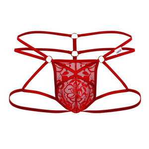 CandyMan 99671 Lace Jock Thongs Color Red