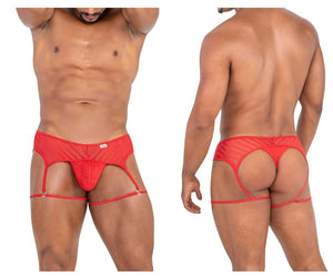 CandyMan 99792 Mesh Garter Thongs Color Red