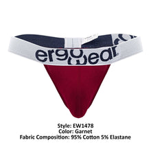 Load image into Gallery viewer, ErgoWear EW1478 MAX COTTON Thongs Color Garnet