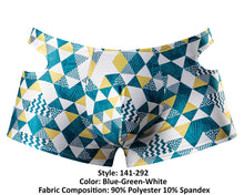 Load image into Gallery viewer, Male Power 141-292 Cut It Out Cut Out Mini Short Color Blue-Green-White