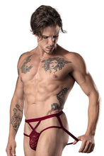 Load image into Gallery viewer, Male Power 394-289 Lucifer Strappy Jock Color Burgundy