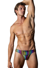 Load image into Gallery viewer, Male Power 421-297 Pack N Play Thong with Front Condom Pouch Color Rainbow