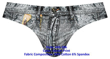 Load image into Gallery viewer, Male Power 440-286 Dirty Denim Thong Color Denim Print