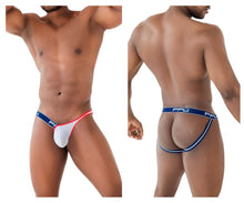 Load image into Gallery viewer, PPU 2308 One Side Mesh Jockstrap Color Blue