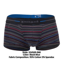 Load image into Gallery viewer, Papi 554569-968 Pencil Stripes Brazilian Trunks Color Black-Blue