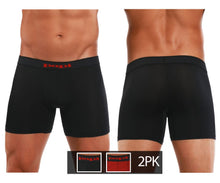 Load image into Gallery viewer, Papi 626185-982 Cool2 2PK Solid Boxer Briefs Color Black-Red