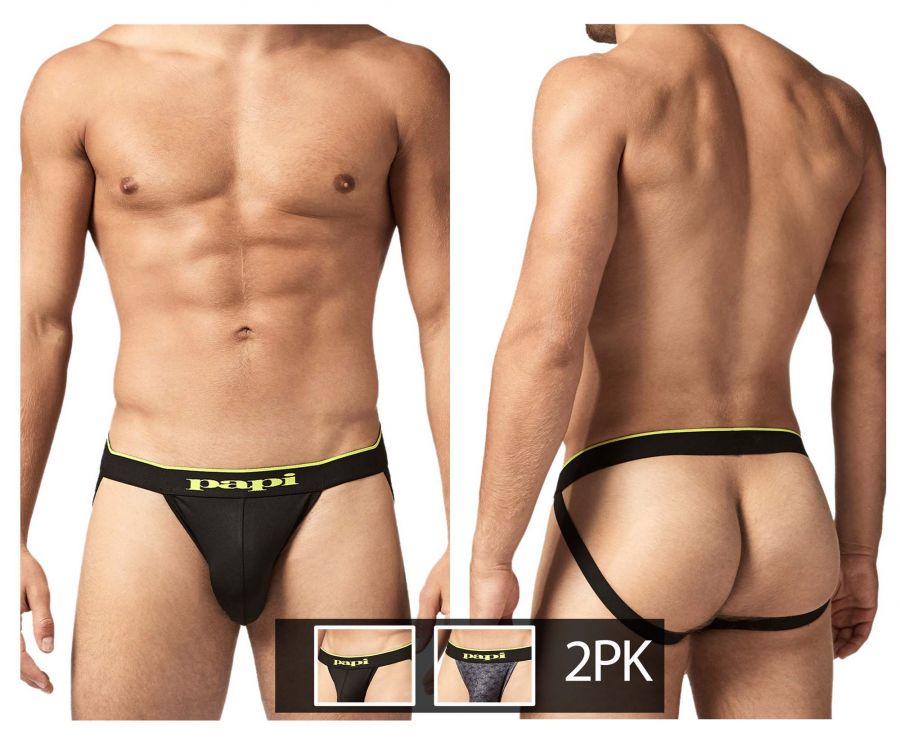 Papi UMPA049 2PK Microflex Jockstrap Color Charcoal-Graphic