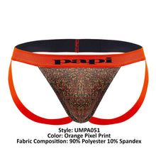 Load image into Gallery viewer, Papi UMPA051 Fashion Microflex Brazilian Jockstrap Color Orange Pixel Print