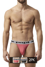 Load image into Gallery viewer, Papi UMPA081 2PK Microflex Jockstrap Color Pink-Black