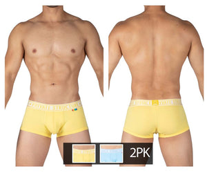 Private Structure EPUT4386 Pride 2PK Mid Waist Trunks Color Yellow-Blue