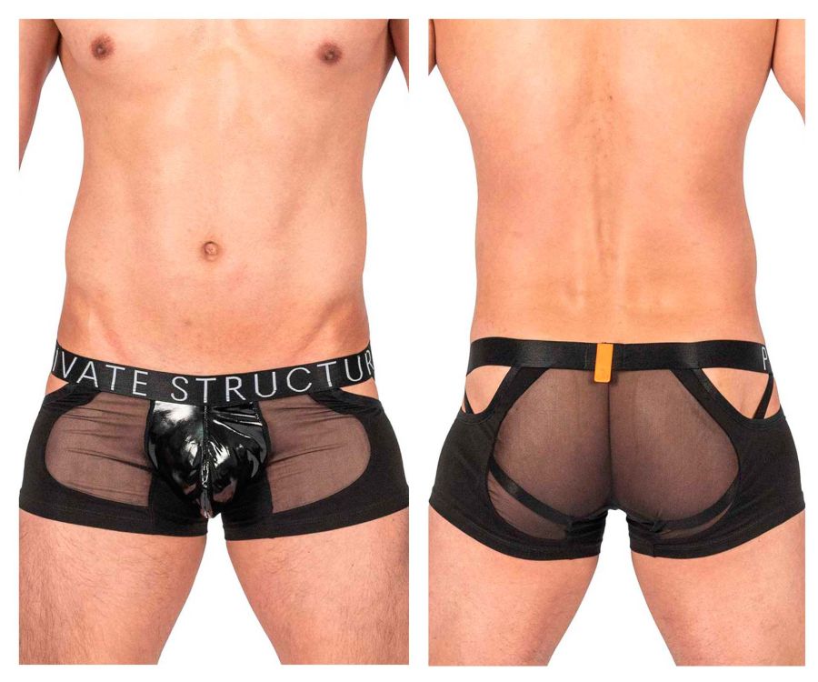 Private Structure LCUT4420 Alpha Low Waist Mesh Back Jockstrap Trunks Color Black