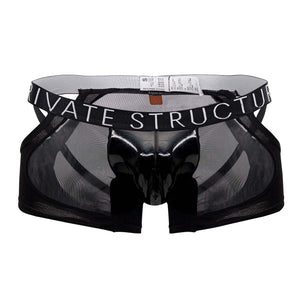 Private Structure LCUT4420 Alpha Low Waist Mesh Back Jockstrap Trunks Color Black