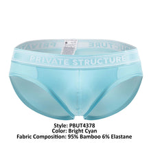 Load image into Gallery viewer, Private Structure PBUT4378 Bamboo Mid Waist Mini Briefs Color Bright Cyan