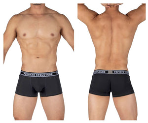 Private Structure PBUT4379 Bamboo Mid Waist Trunks Color Raven Black