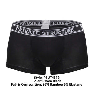 Private Structure PBUT4379 Bamboo Mid Waist Trunks Color Raven Black